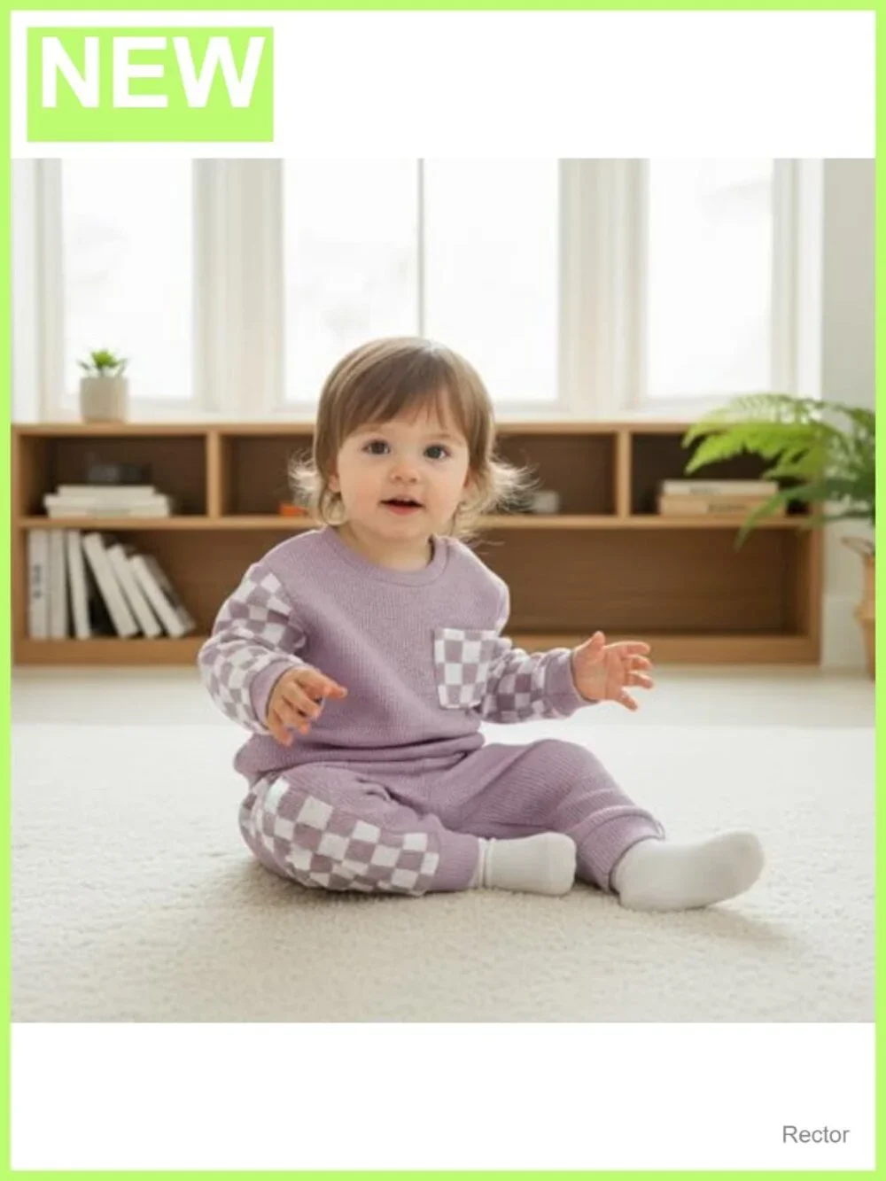 Toddler Baby Girl Checkerboard Patchwork Sweatshirt Pants Set